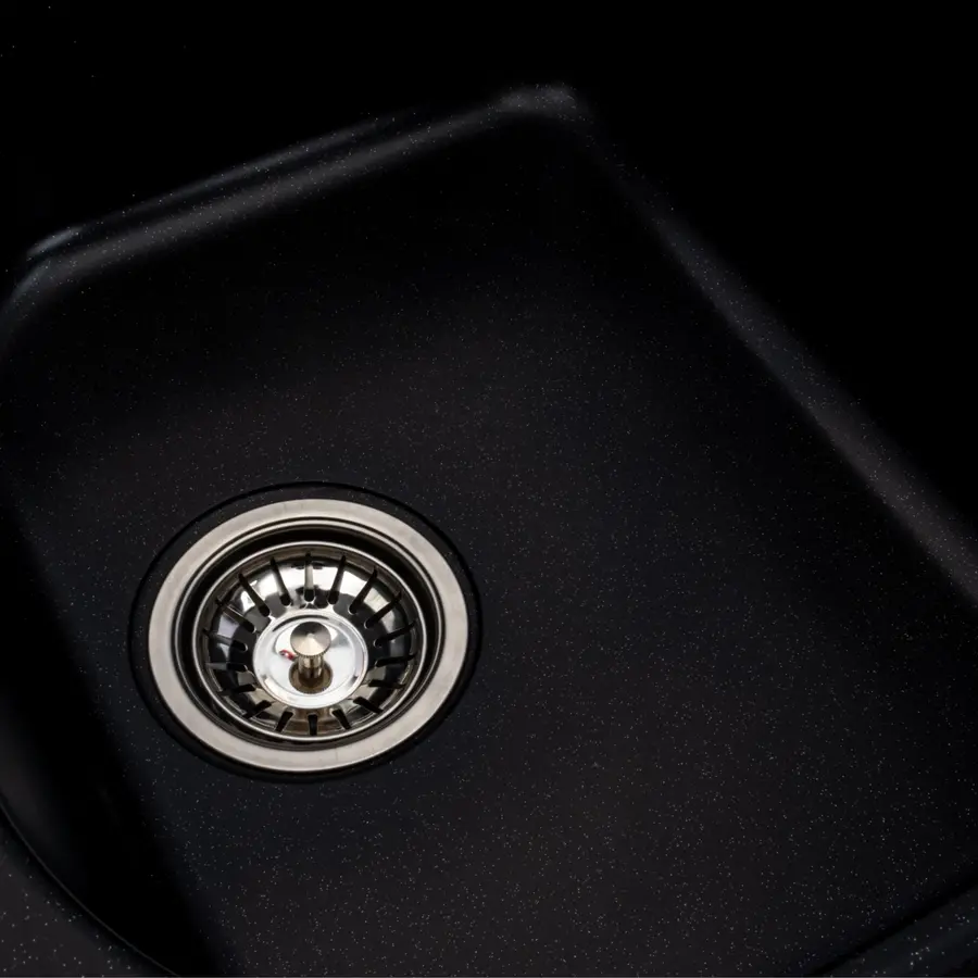 Гранітна мийка для кухні Platinum 7950 Equatoria глянець Чорний металік