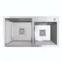 Мийка на дві чаші Platinum Handmade HDB 750х410х230 нержавійка (квадратний сифон, 3.0/1.0)