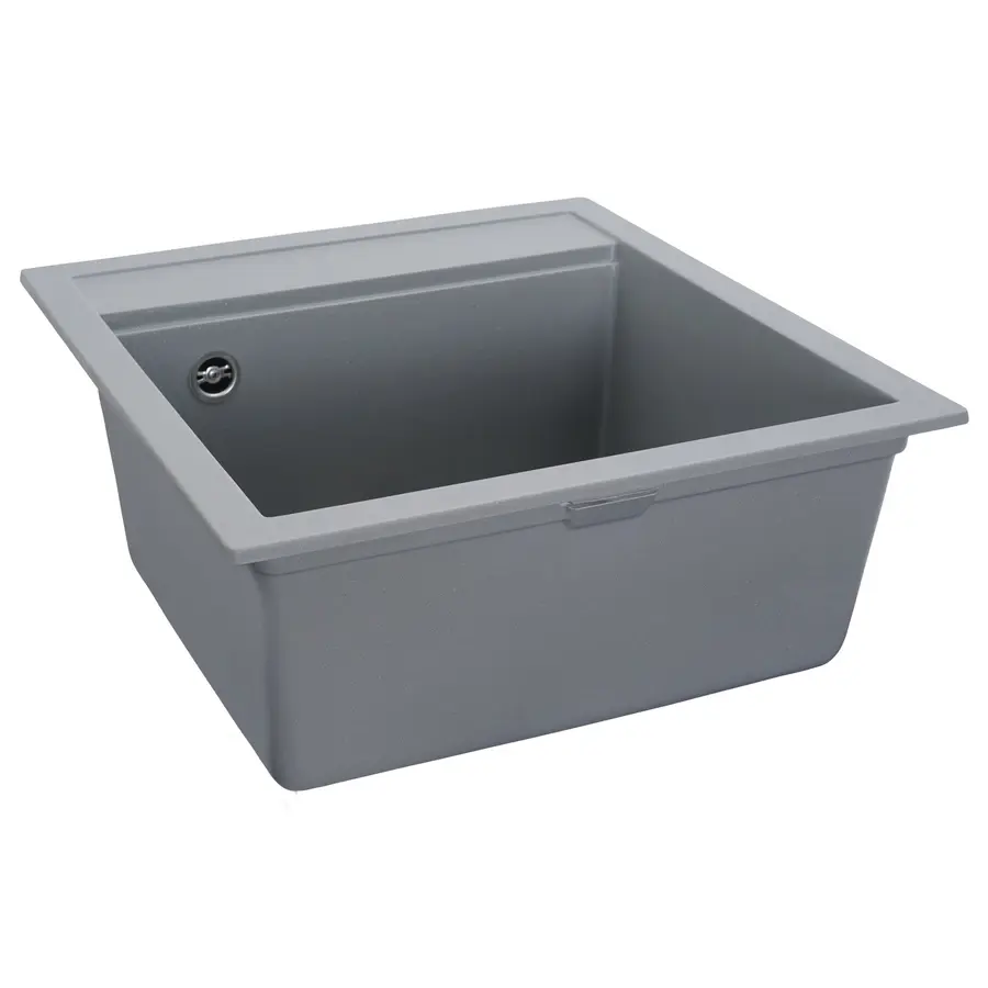 Гранітна мийка для кухні Platinum 5149 FIESTA матова Сірий металік