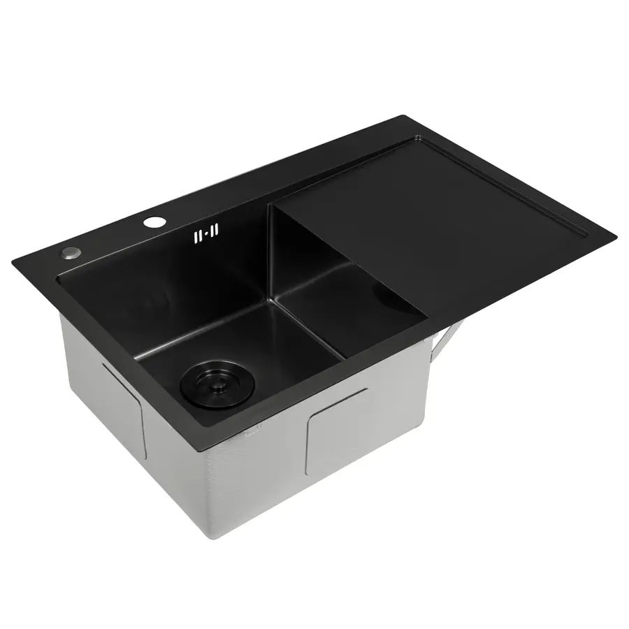 Кухонна мийка Platinum Handmade PVD Н 780х500х230 L чорна (два отвори,з кріпленням)