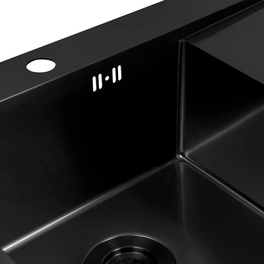 Кухонна мийка Platinum Handmade PVD Н 780х500х230 L чорна (два отвори,з кріпленням)