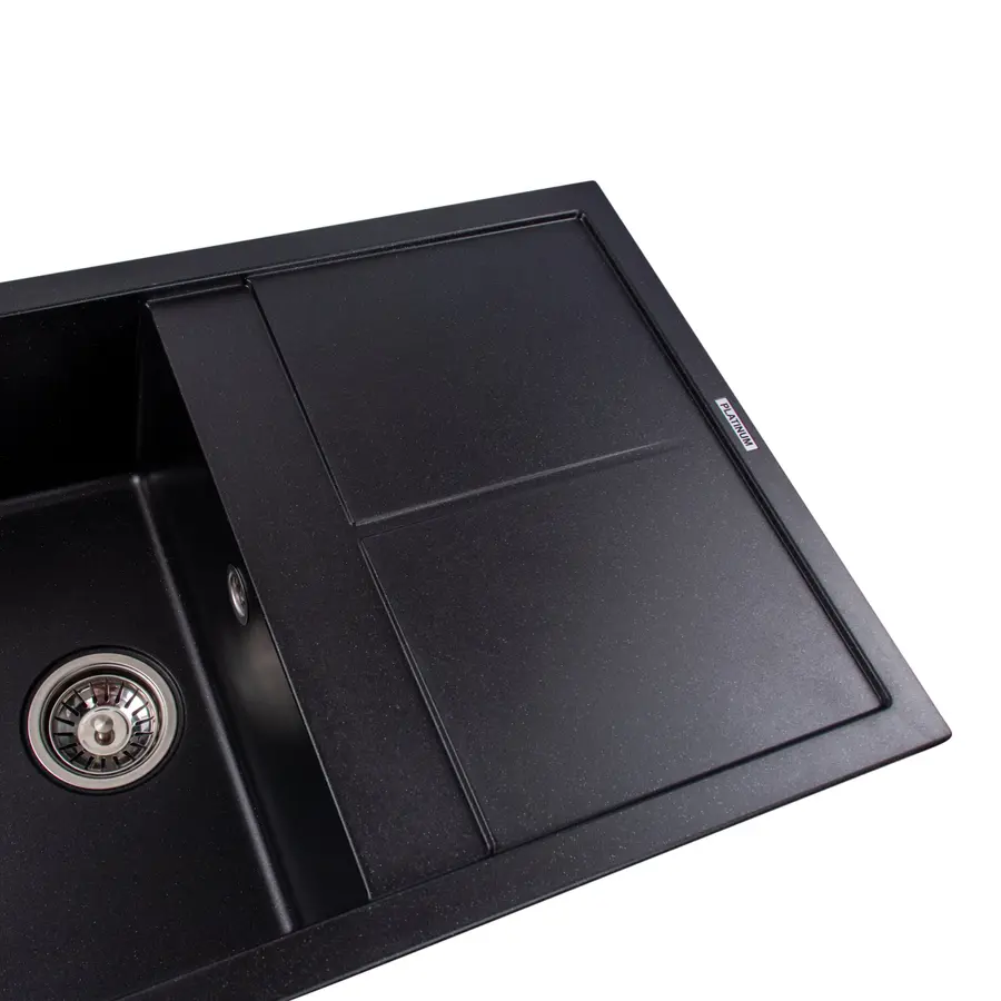 Гранітна мийка для кухні Platinum 7950 Selena матова Чорний металік