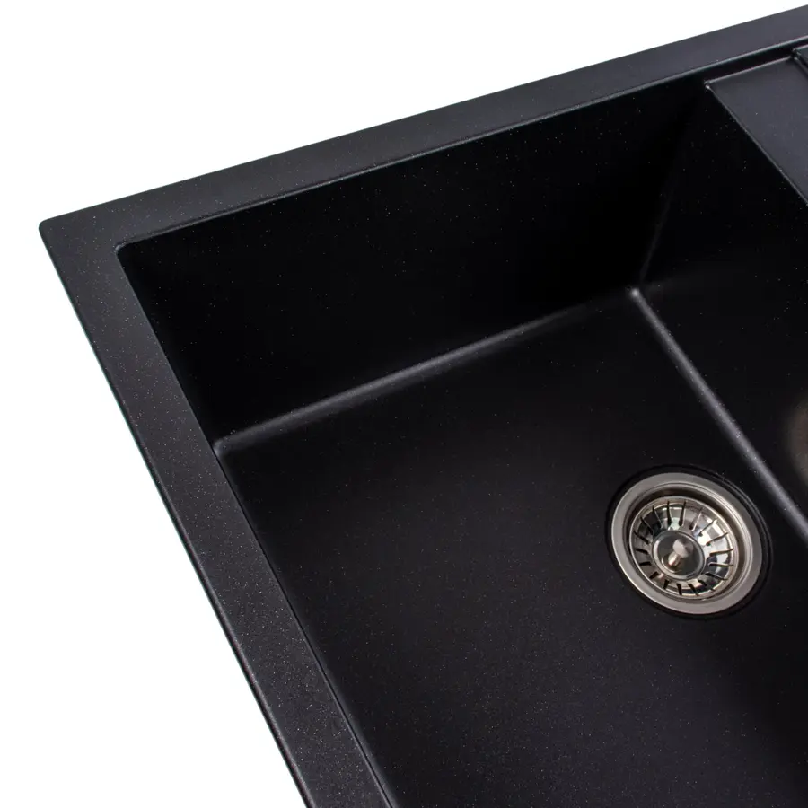 Гранітна мийка для кухні Platinum 7950 Selena матова Чорний металік