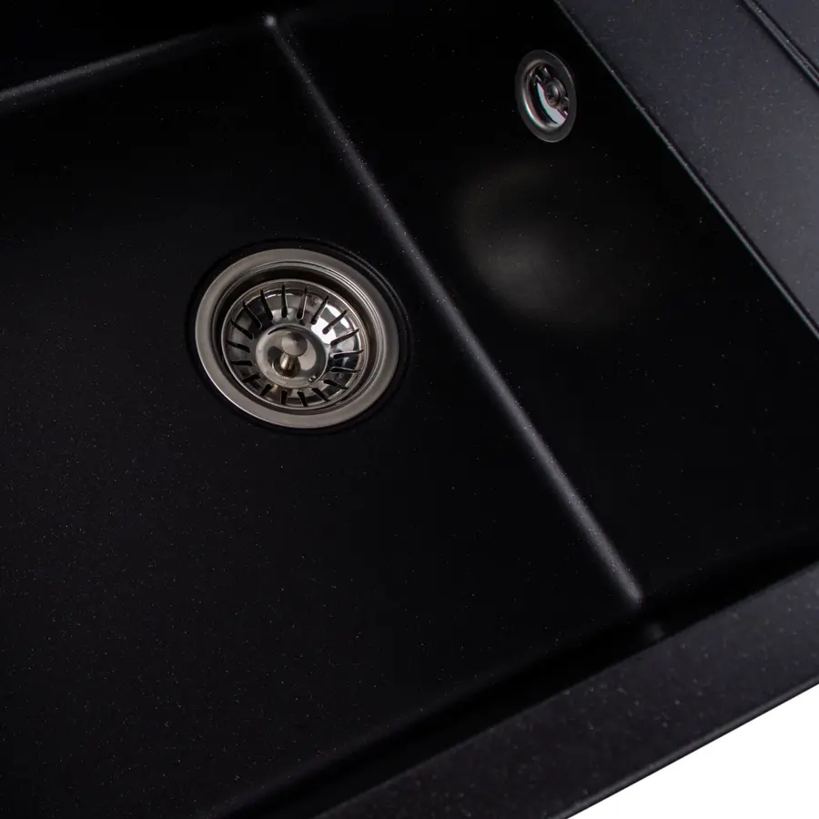 Гранітна мийка для кухні Platinum 7950 Selena матова Чорний металік