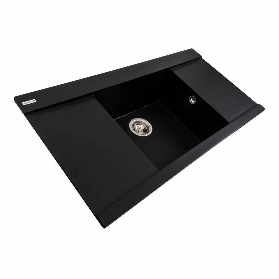 Гранітна мийка для кухні Platinum 9651 ATLAS матовий Чорний металік