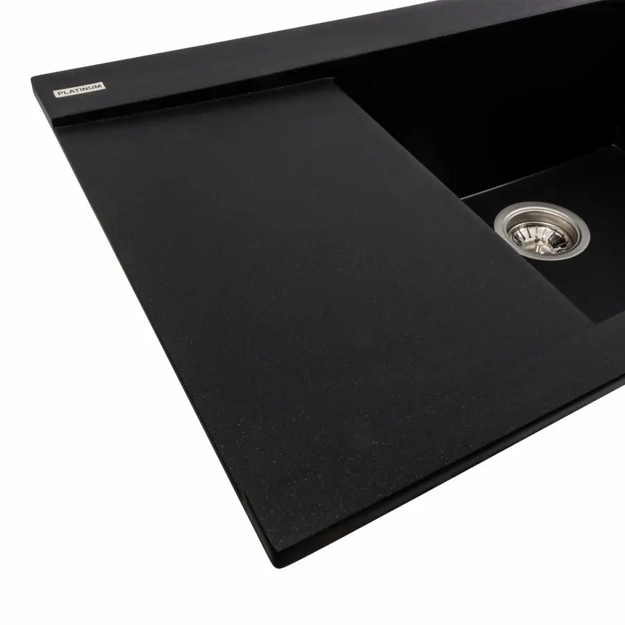 Гранітна мийка для кухні Platinum 9651 ATLAS матовий Чорний металік