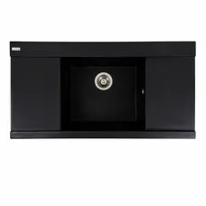 Гранітна мийка для кухні Platinum 9651 ATLAS матовий Чорний металік