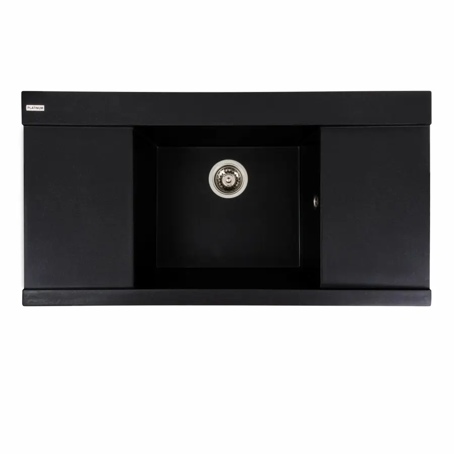 Гранітна мийка для кухні Platinum 9651 ATLAS матовий Чорний металік