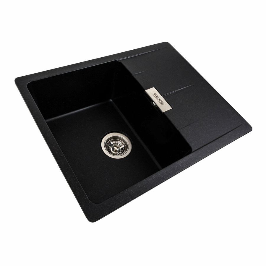 Гранитная мойка для кухни Platinum 6250 ZIRKONE матовый Черный металлик