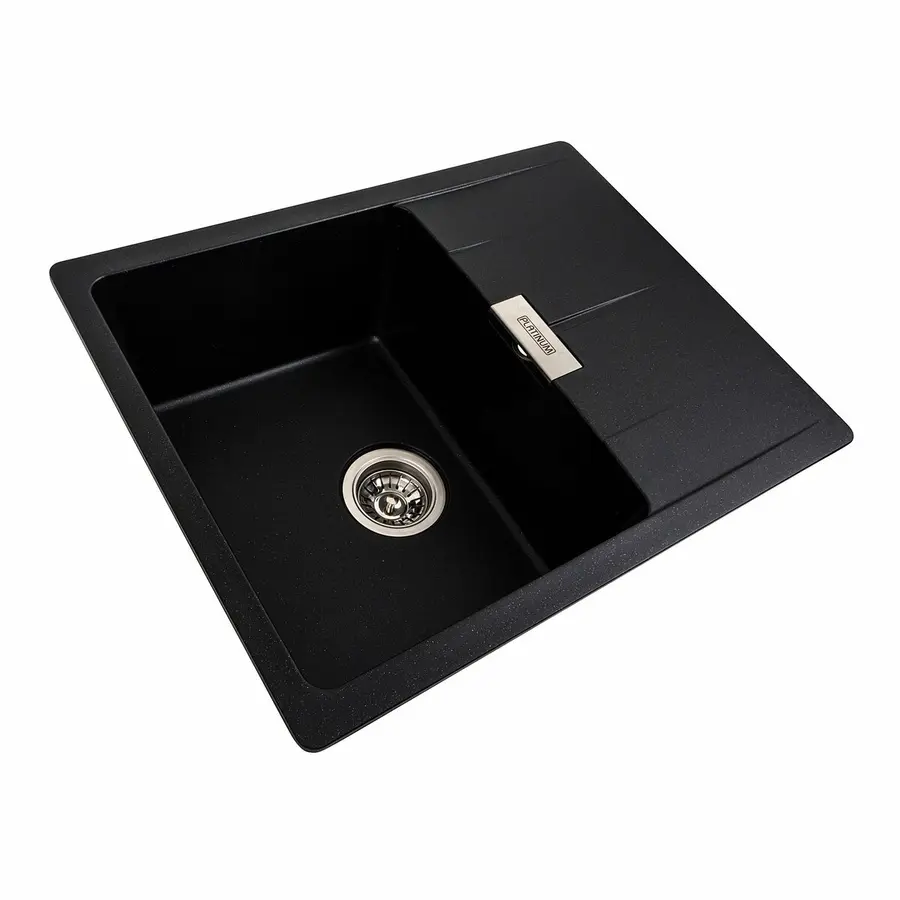 Гранітна мийка для кухні Platinum 6250 ZIRKONE матовий Чорний металік