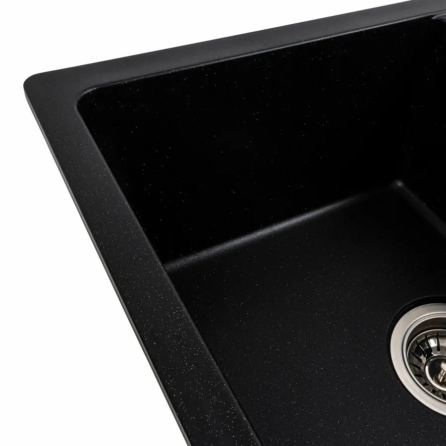 Гранітна мийка для кухні Platinum 6250 ZIRKONE матовий Чорний металік