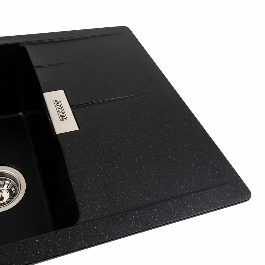 Гранітна мийка для кухні Platinum 6250 ZIRKONE матовий Чорний металік