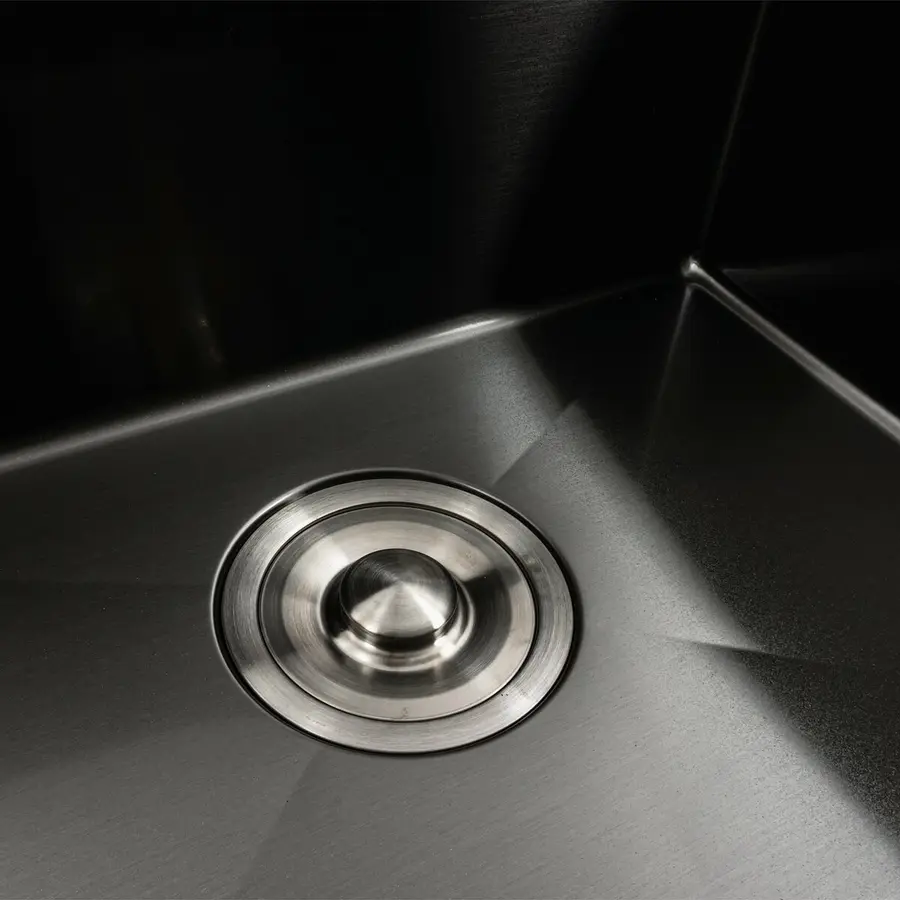 Кухонная мойка черная PVD 78*43 R Platinum Handmade (два отверстия, круглый сифон 3,0/0,8)