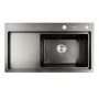 Кухонна мийка чорна PVD 78*43 R Platinum Handmade (два отвори, круглий сифон 3,0/0,8)