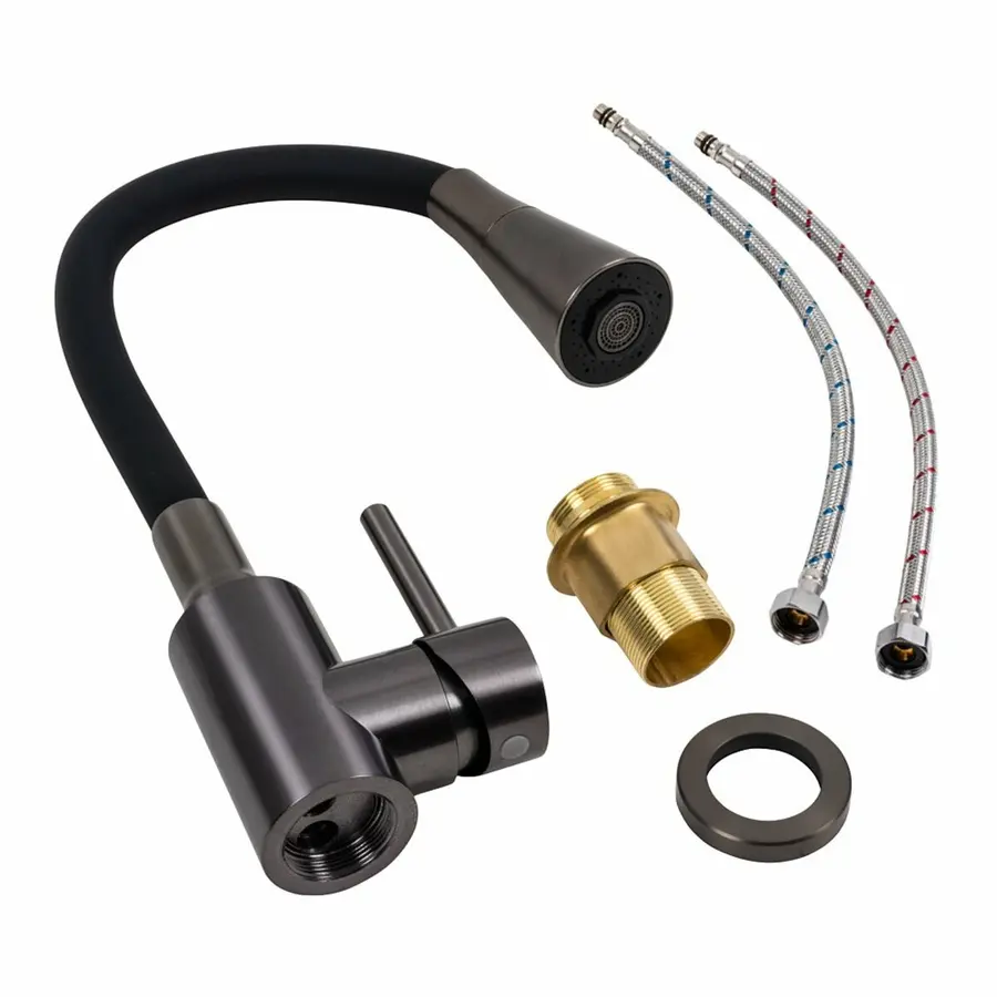 Смеситель кухонный VALESO NES-F12 PVD гибкий черный