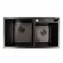 Кухонна мийка 78*43 PVD чорна на дві чаші VALESO Handmade (3.0/0.8)