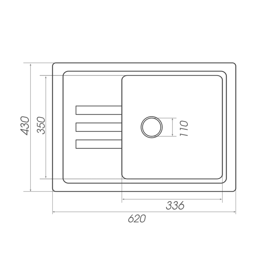 Гранитная мойка для кухни VALESO LIANA 6243 матовая Серая