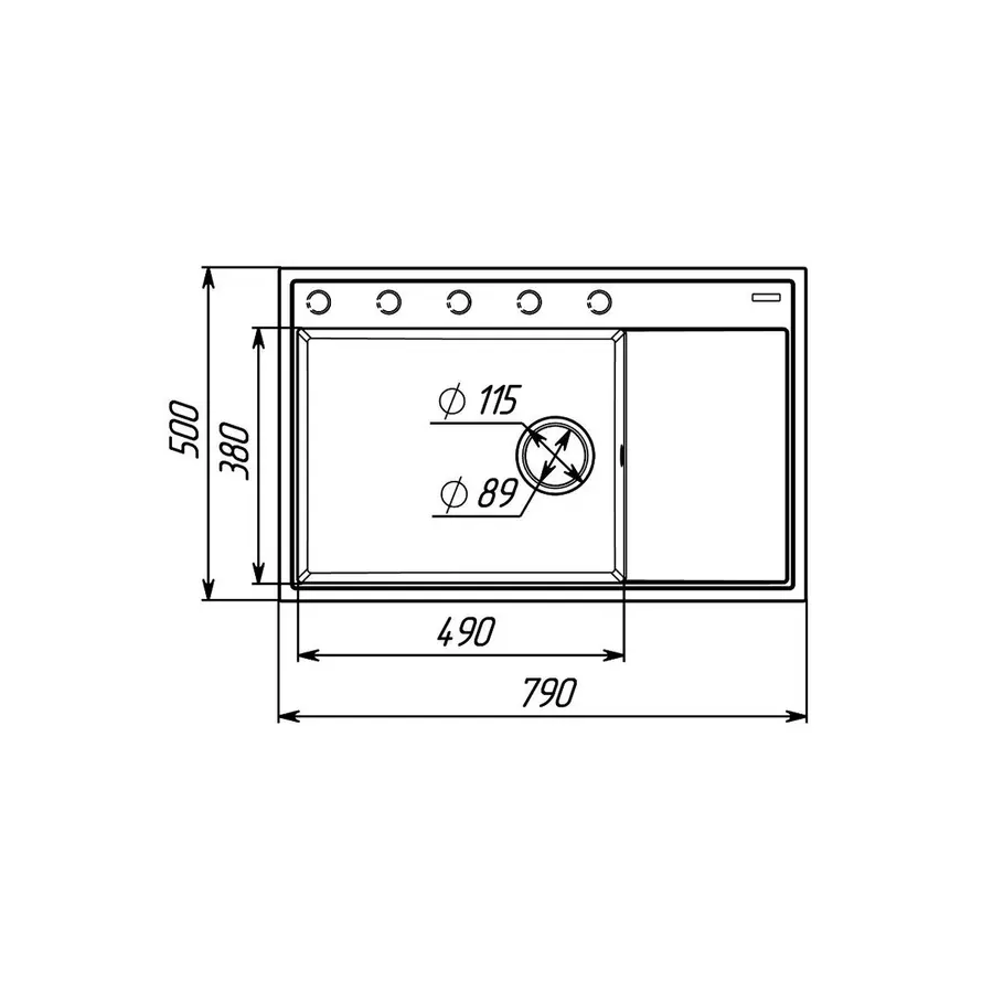 Гранитная мойка для кухни VALESO 7950 AZURIT матовый Морион
