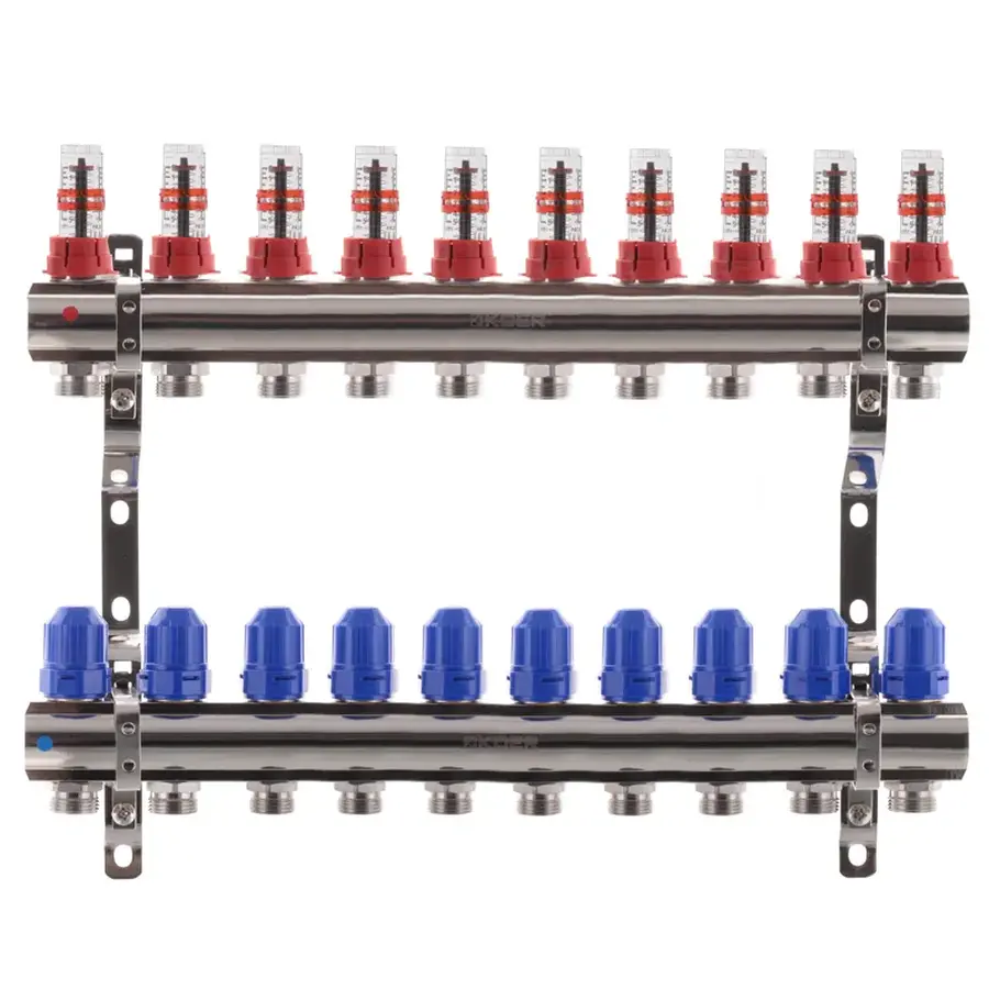 Колекторний блок з витратомірами Koer KR.1110-10 1"x10 ways (KR2647)