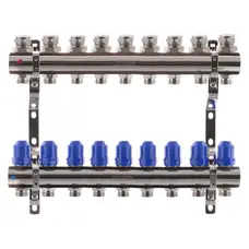 Колекторний блок з термостатичними клапанами Koer KR.1100-09 1"x9 ways (KR2635) Колекторний блок з термостатичними клапанами Koer KR.1100-09 1"x9 ways (KR2635)