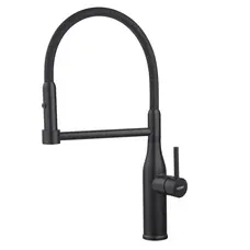 Змішувач для кухні Koer KI-70005-05 з чорним силіконовим виливом (нерж. сталь) (KR5005)