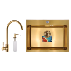 Набір Mixxus SET-6045-200x1.0-PVD-Gold (мийка + змішувач + диспенсер) (MX0589)