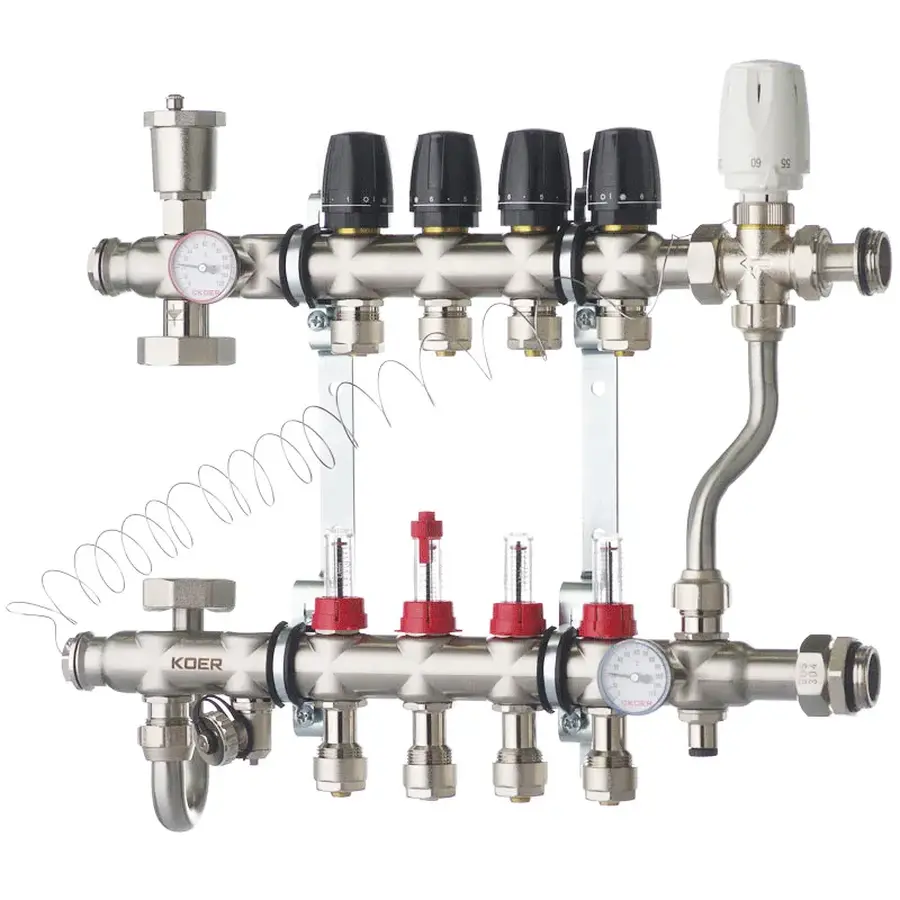 Колектор зі вбудованим змішув. вузлом KOER KR.S1013-4 1 "х4 SUS304 і євроконусами 3 / 4-16 (KR2947)