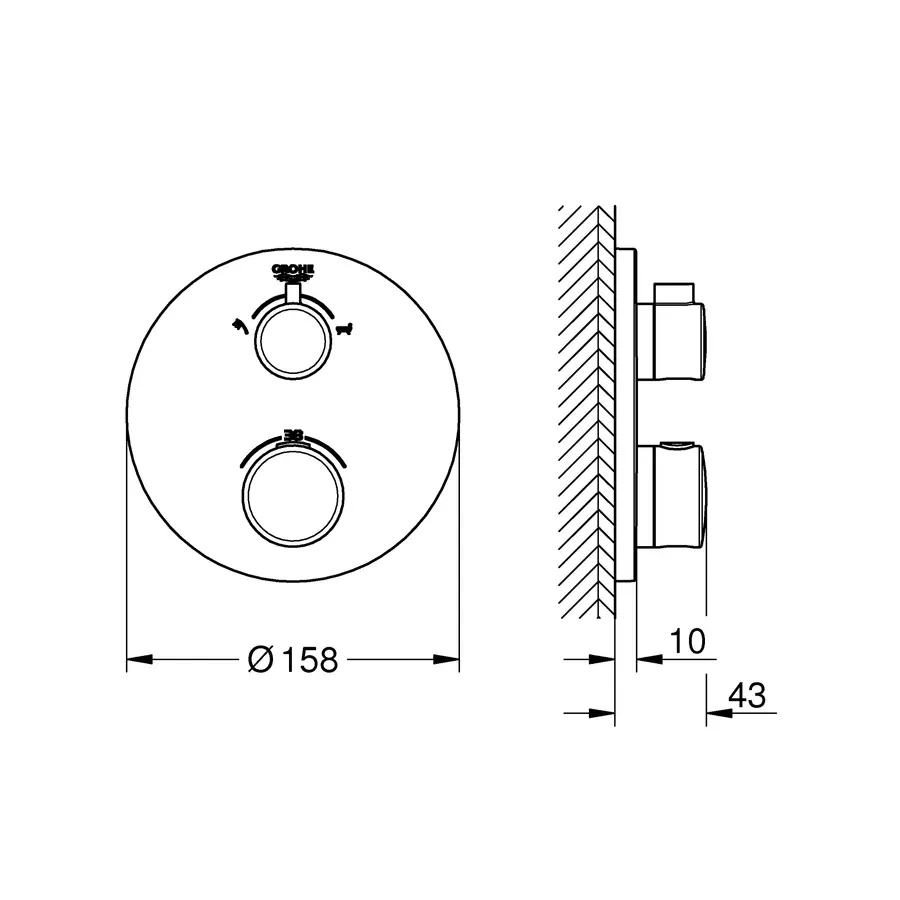 Термостат прихованого монтажу на 2 споживача Grohe Grohtherm Convent. Concealed (24077000)