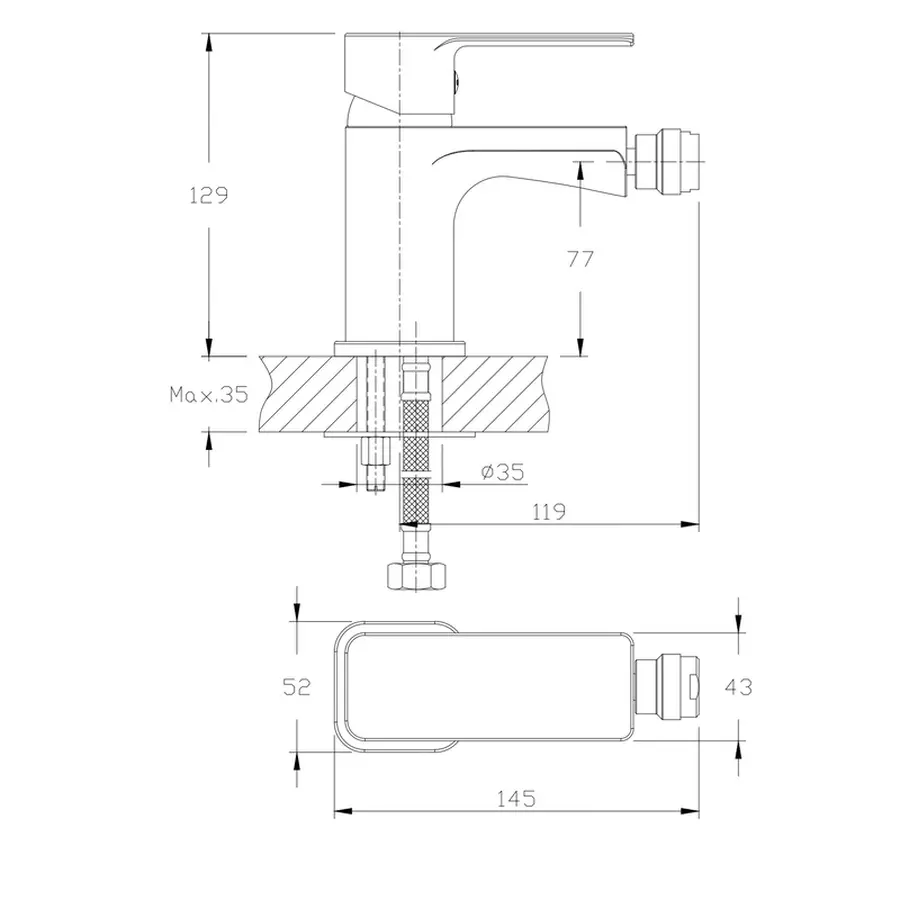 Змішувач для біде Haiba Kubus 002 (HB0796)