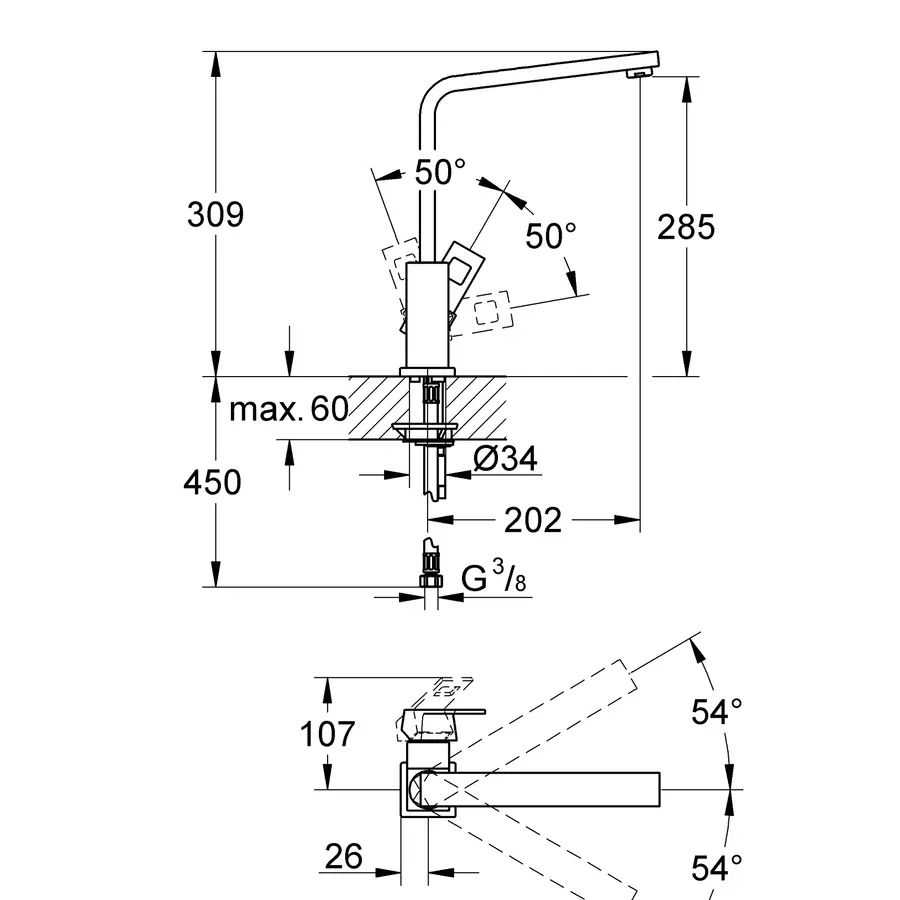 Змішувач для кухні Grohe Eurocube (31255000)