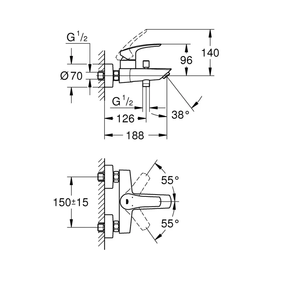 Змішувач для ванни Grohe Eurosmart New (33300003)