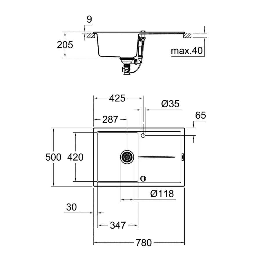 Композитна мийка для кухні Grohe K400 (31639AP0)