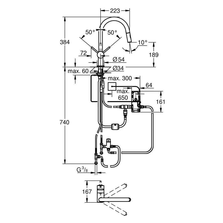 Сенсорний змішувач для кухні з висувним виливом Grohe Minta Touch (31358DC2)