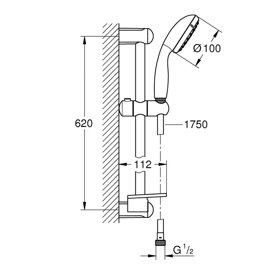 Душовий гарнітур зі штангою, 2 режими струменю Grohe New Tempesta Classic (27926001)