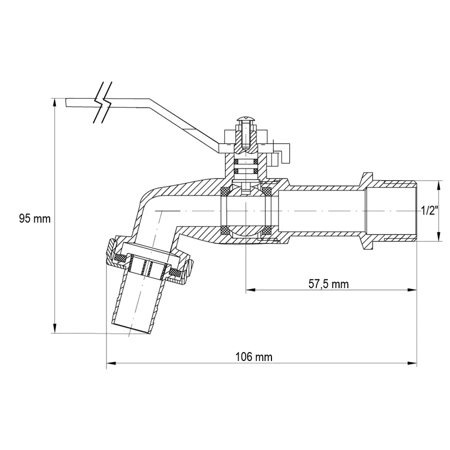 Кран пивний 1/2" (Koer KR.256) (KR2749)