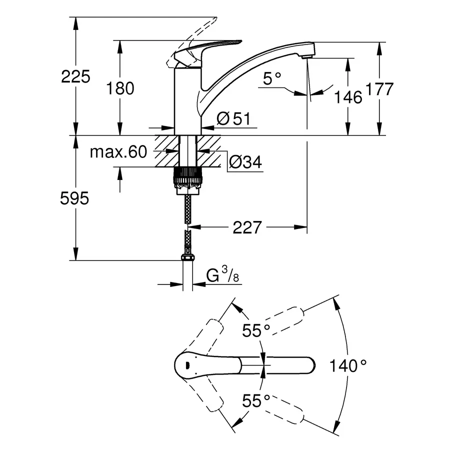 Змішувач для кухні Grohe Eurosmart New (33281003)