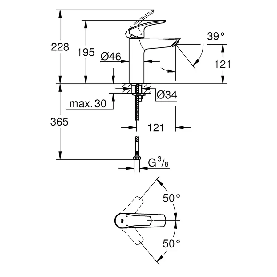 Змішувач для раковини M-розміру Grohe Eurosmart New (23324003)