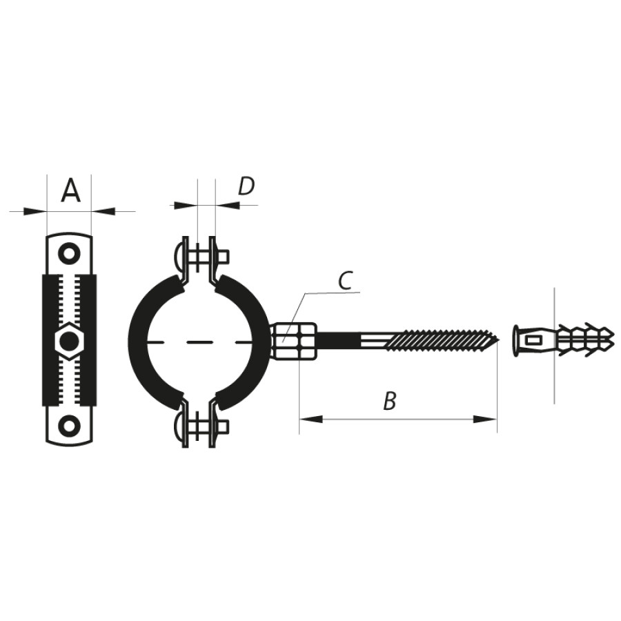 Хомут трубний оцинкований Koer KCB.20 1/2" (20-25) чорний (KR2795)