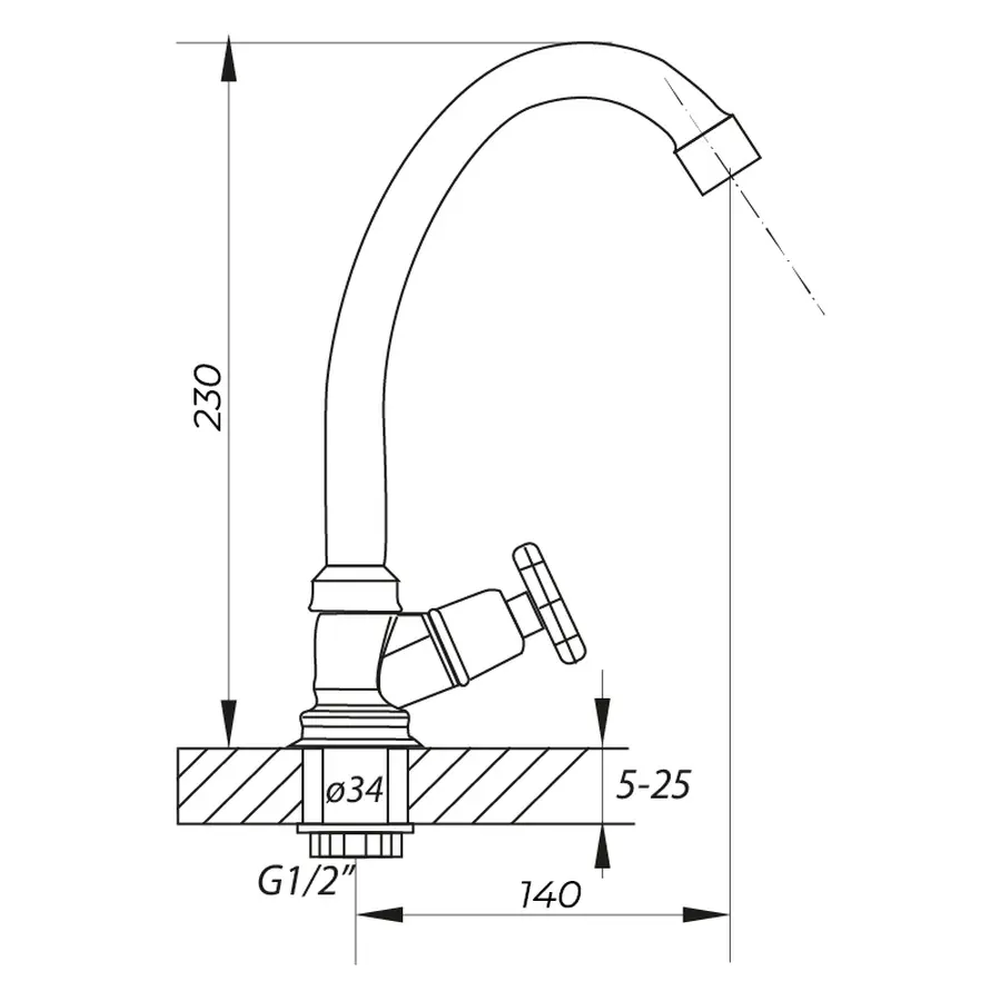 Монокран на одну воду Zerix JIK1 102-A (ZX0406)