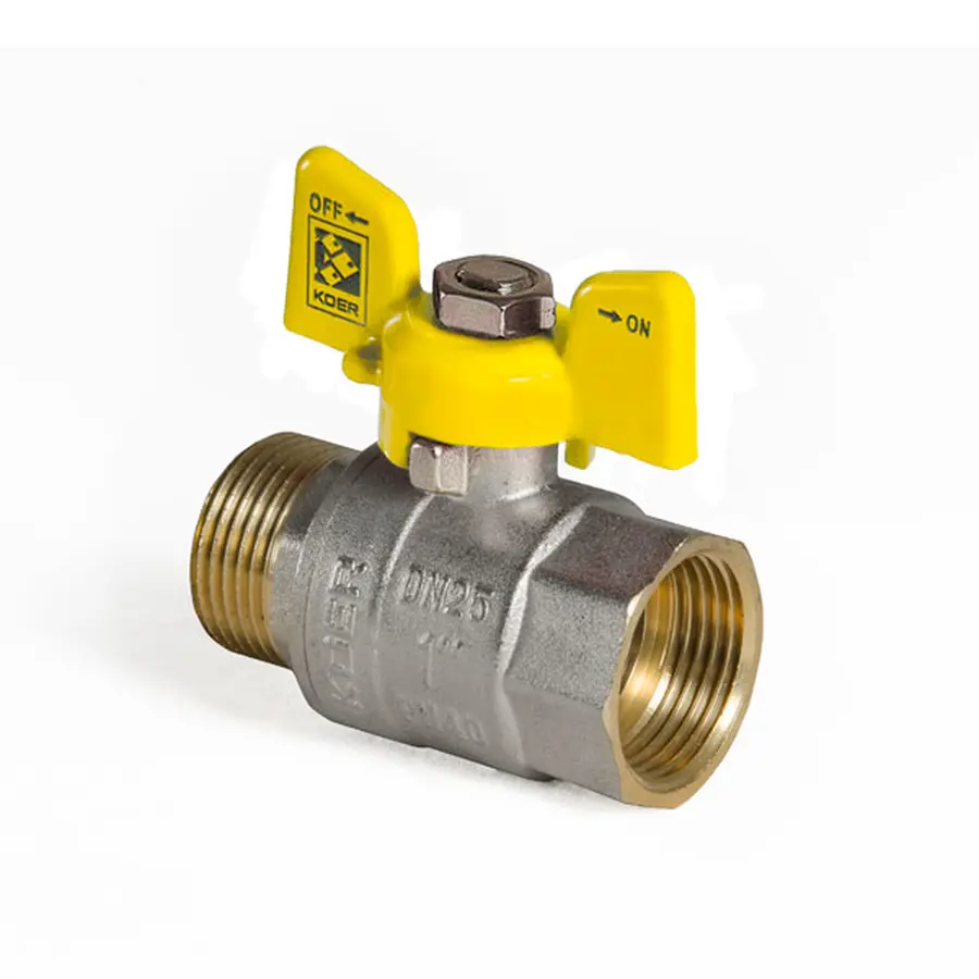 Кран кульовий KOER KR.218.G - 1" FM ГШМ YELLOW, ручка "метелик" жовта (KR0096)