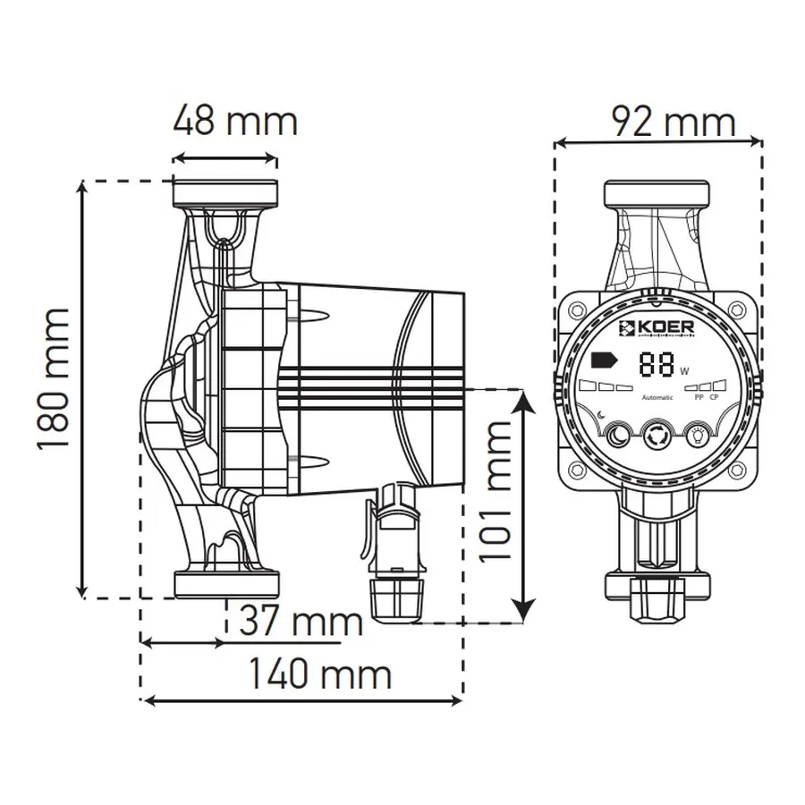Насос циркуляційний енергозб. Koer KP.N25 / 6-180 (KP0247)