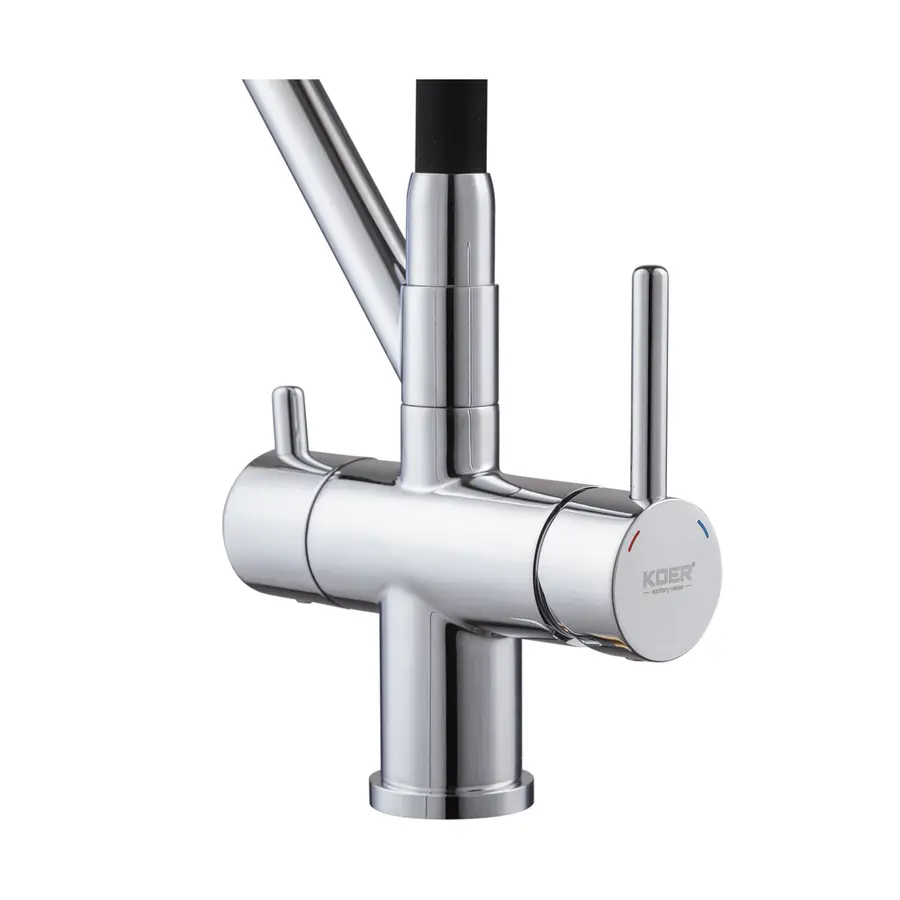 Кухонний змішувач з силік. виливом і вих. для питної води KOER KB-72006-01 (KR3379)