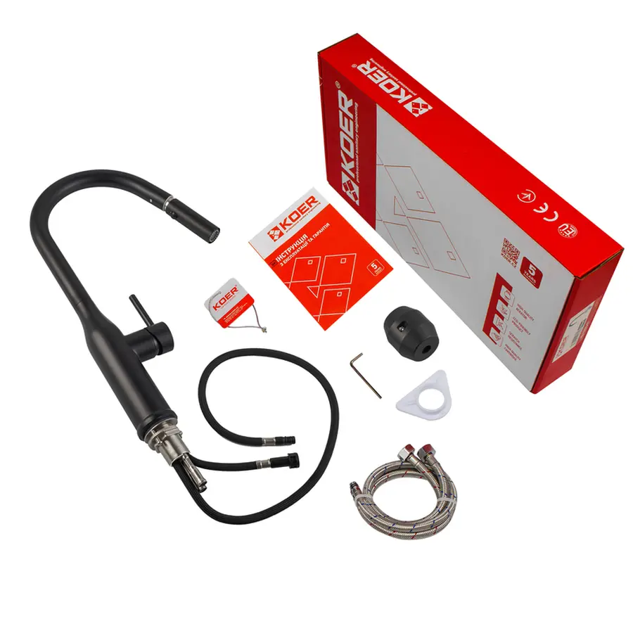 Кухонний змішувач з силік. виливом і вих. для питної води KOER KB-72003-02 (KR3374)