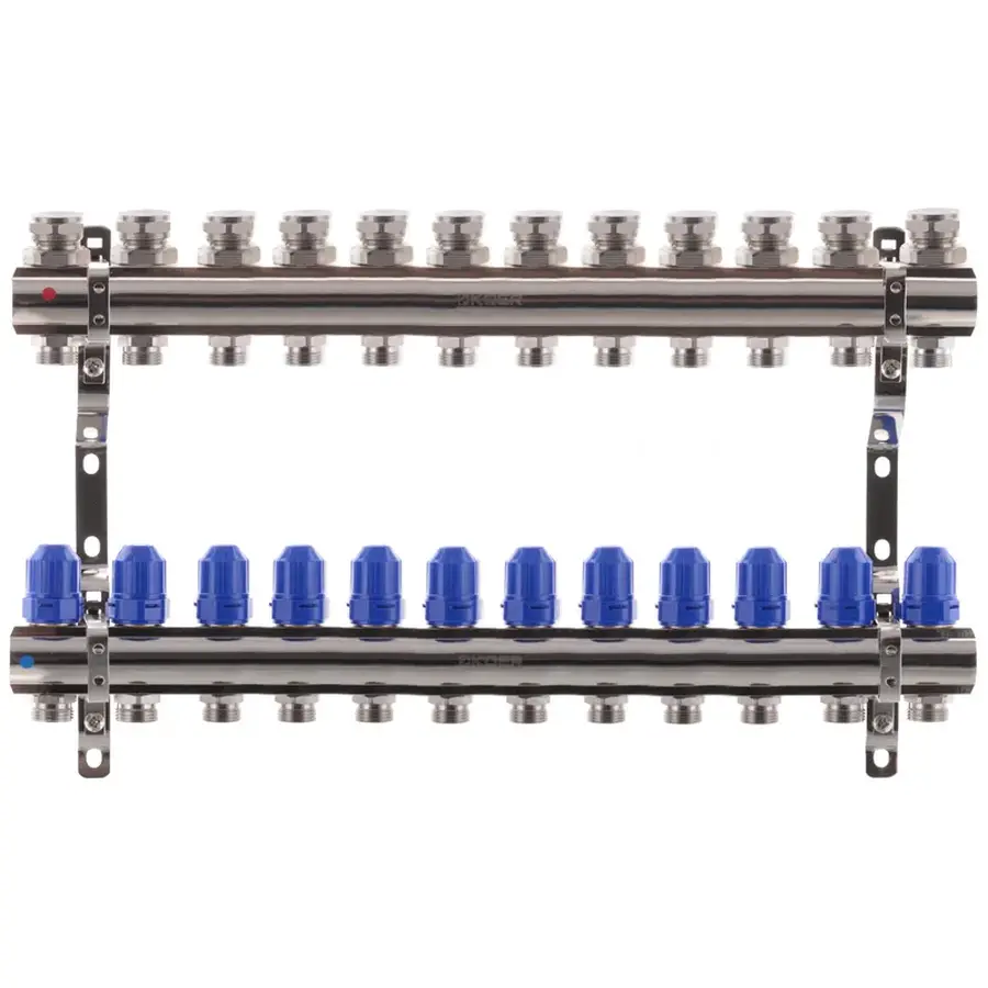 Колекторний блок з термостатичними клапанами Koer KR.1100-12 1"x12 ways (KR2638)