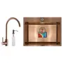 Комплект: мийка, змішувач, диспенсер MIXXUS SET-6045-200x1.0-PVD-BRONZE (Колір бронза) (MX0588)