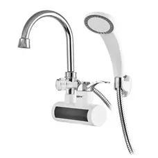 Водонагрівач НАСТІННИЙ 3,3 kW проточний, з індикатором температури, рефлекторний вилив ZERIX ELW22-EW (зі шлангом та лійкою) (ZX4934)