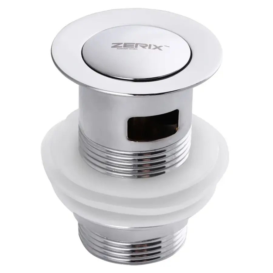 Донний клапан для раковини з переливом Zerix LR66-2 автоматичний (Click-Clack) (Колір хром) 1 1/4''