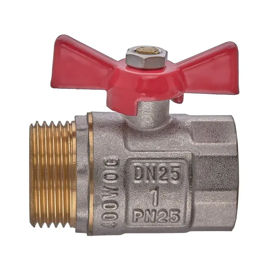 Кран кульовий ГШМ, ручка "метелик" червона Waterpro WP607-25FMW - 1" FMW (WP2917)