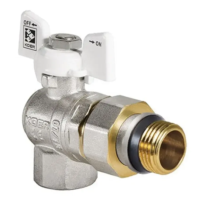 Кран з американкою 3/4" "антіпротечка"(Koer KR.228.W-Gi) кутовий білий (KR0193)