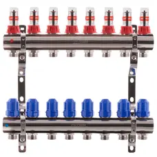 Колекторний блок з витратомірами Koer KR.1110-08 1"x8 ways (KR2645) Колекторний блок з витратомірами Koer KR.1110-08 1"x8 ways (KR2645)